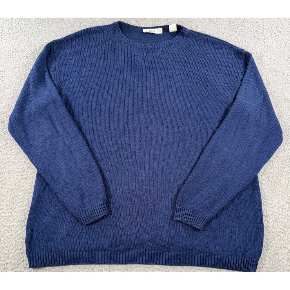 Barneys‎ New York Sweater Mens 2XL Blue Long Sleeve Crew Neck Rayon Italy